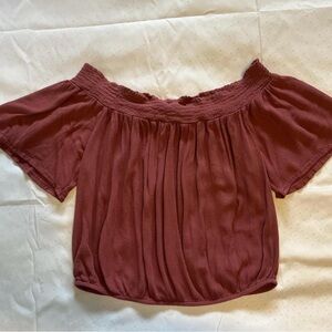 Arizona Jean Company Off-Shoulder Burgundy Blouse